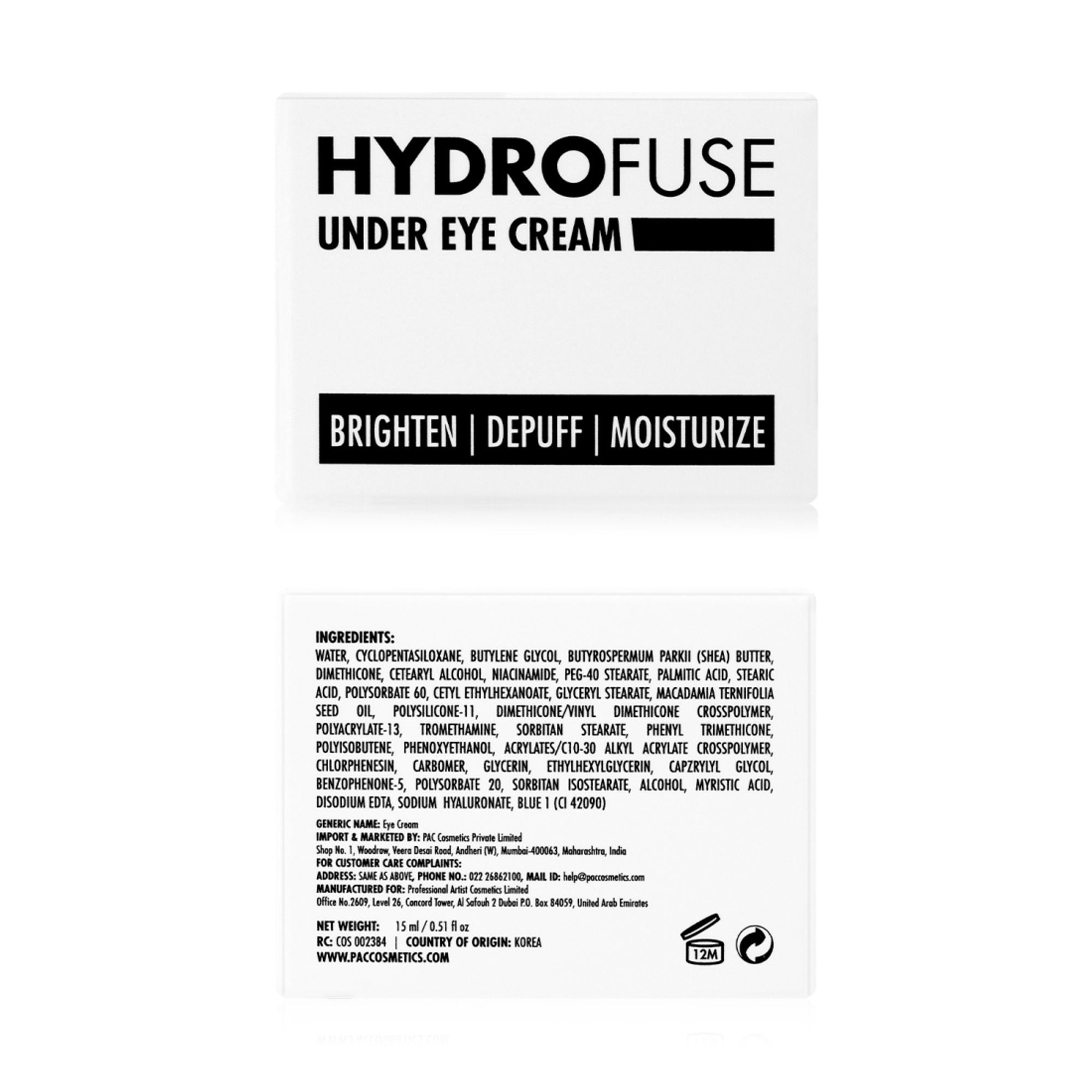 PAC Studio Hydro Fuse Under Eye Cream - Reduces Puffiness & Dark Circles, Brightens, Hydrates & Moisturizes | Grocsy