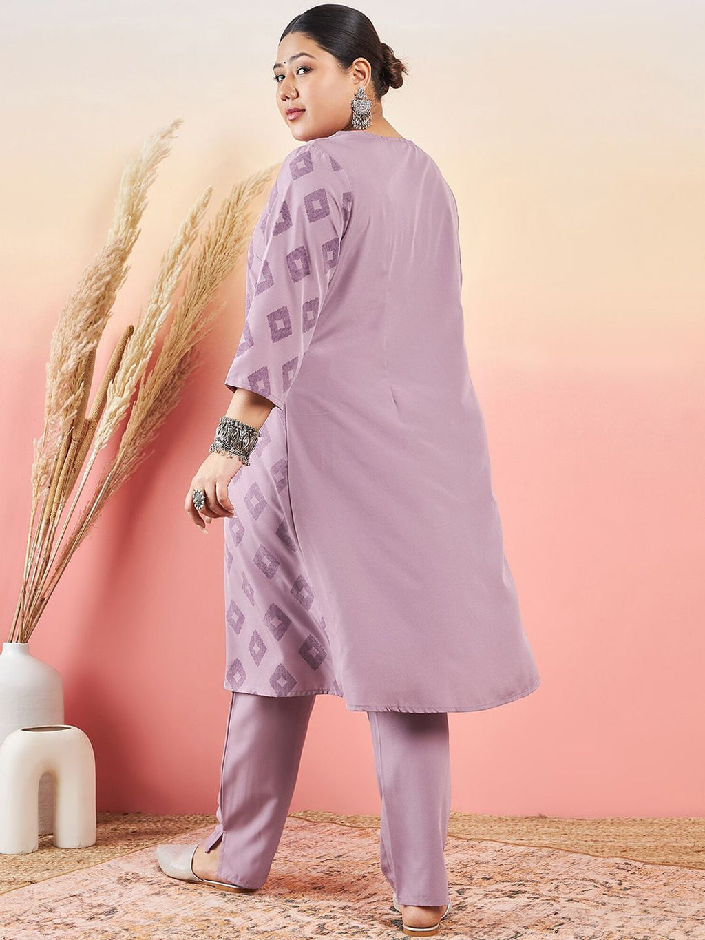 Sztori Printed V-Neck Straight Kurta With Trouser | Grocsy