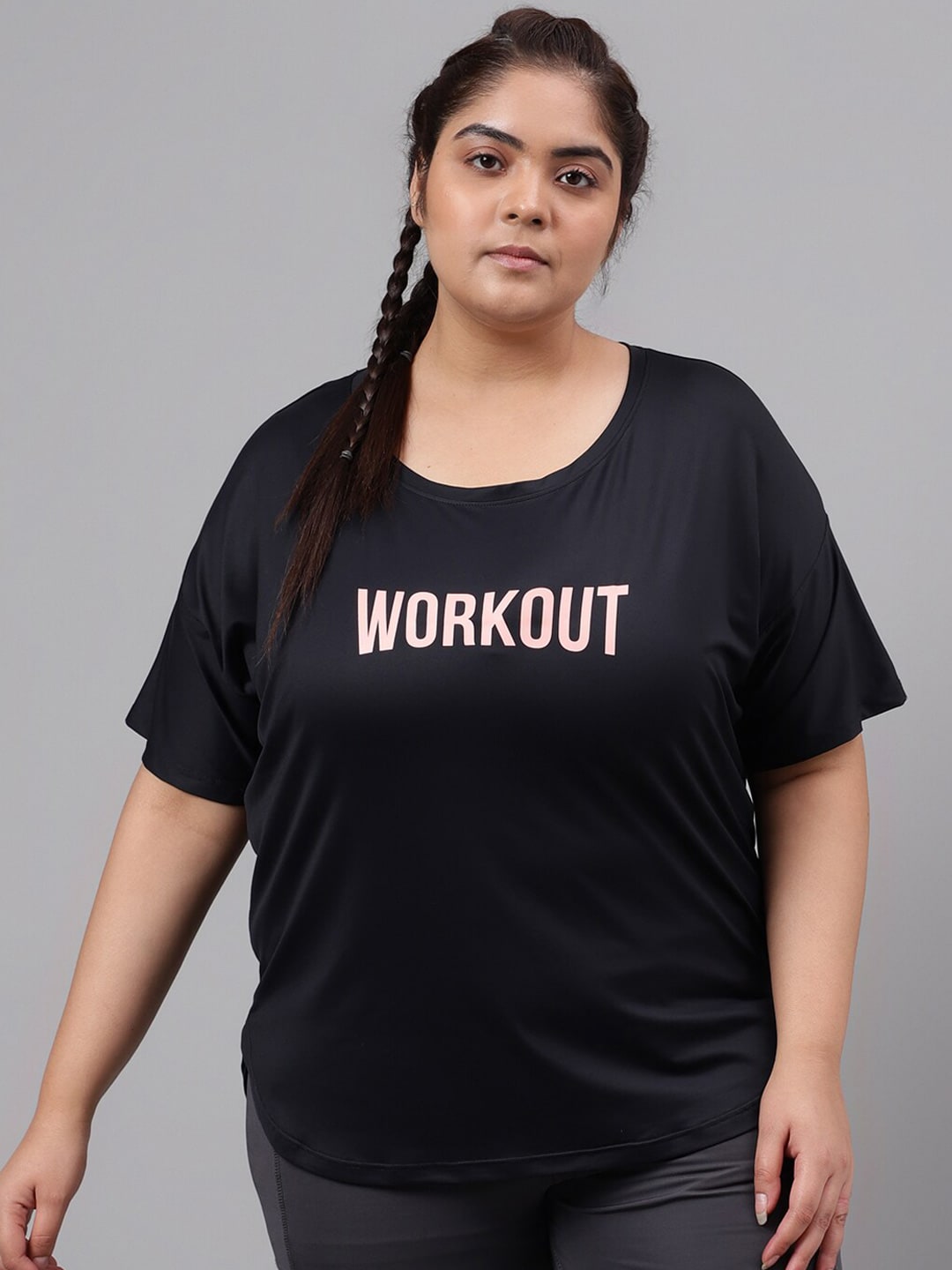 MKH Plus Size Typography Printed Dri-FIT T-shirt | Grocsy