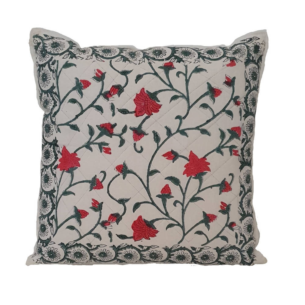 The Decor Nook Red Floral Print Cushion Cover | Grocsy