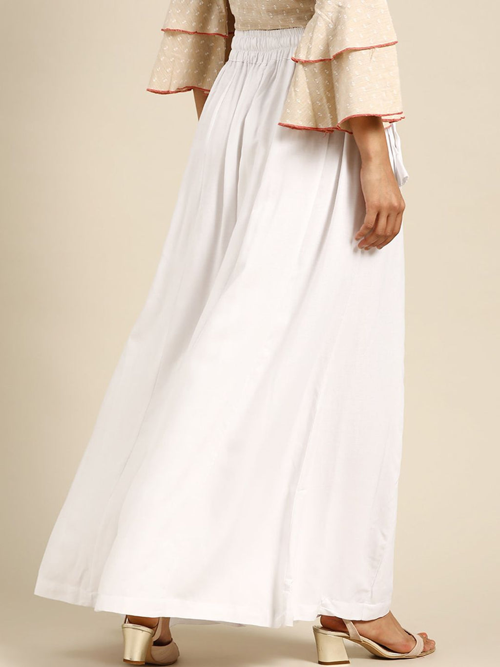 TAG 7 Women Black & White Solid Flared Palazzos | Grocsy