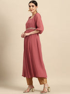 All About You Square Neck Dobby Weave A-Line Kurta With Dupatta | Grocsy