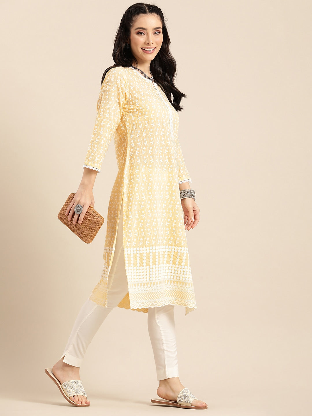 Sangria Women Ethnic Motifs Embroidered Kurta | Grocsy