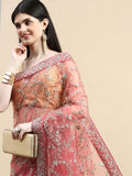 kasee Floral Embroidered Sequinned Net Saree | Grocsy