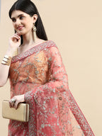 kasee Floral Embroidered Sequinned Net Saree | Grocsy