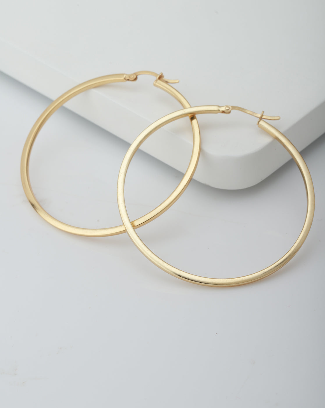Gold-Polished Oval Shape Hoop Earrings For Women - Wahe Jewels - Swadesiicart