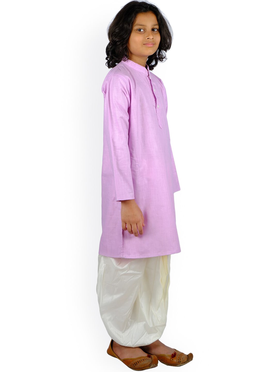 Sethukrishna Boys Purple and White Pure Cotton Kurta with Dhoti Pant | Grocsy