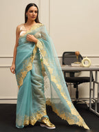 Tikhi Imli Embroidered Organza Heavy Work Saree | Grocsy