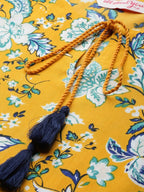 All About You Women Mustard Yellow & White Floral Printed Kurta with Trousers | Grocsy