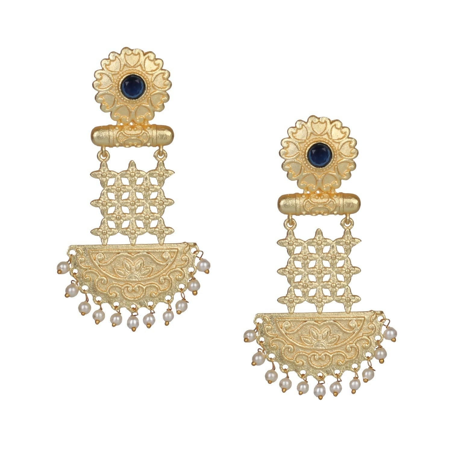 Joban Fashion Women Matte Gold Brass Earrings | Grocsy