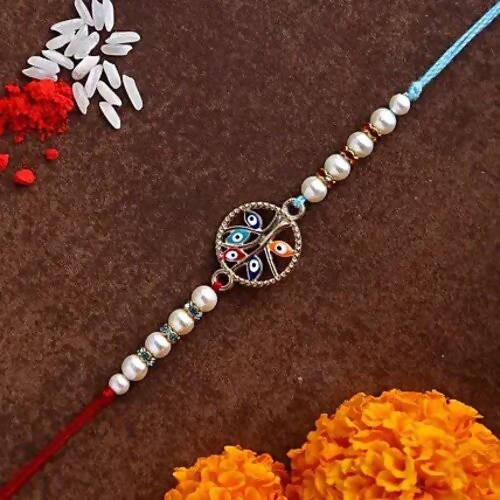 Evil Eye Rakhi & LuvIt Roasted Almonds Chocolate | Grocsy