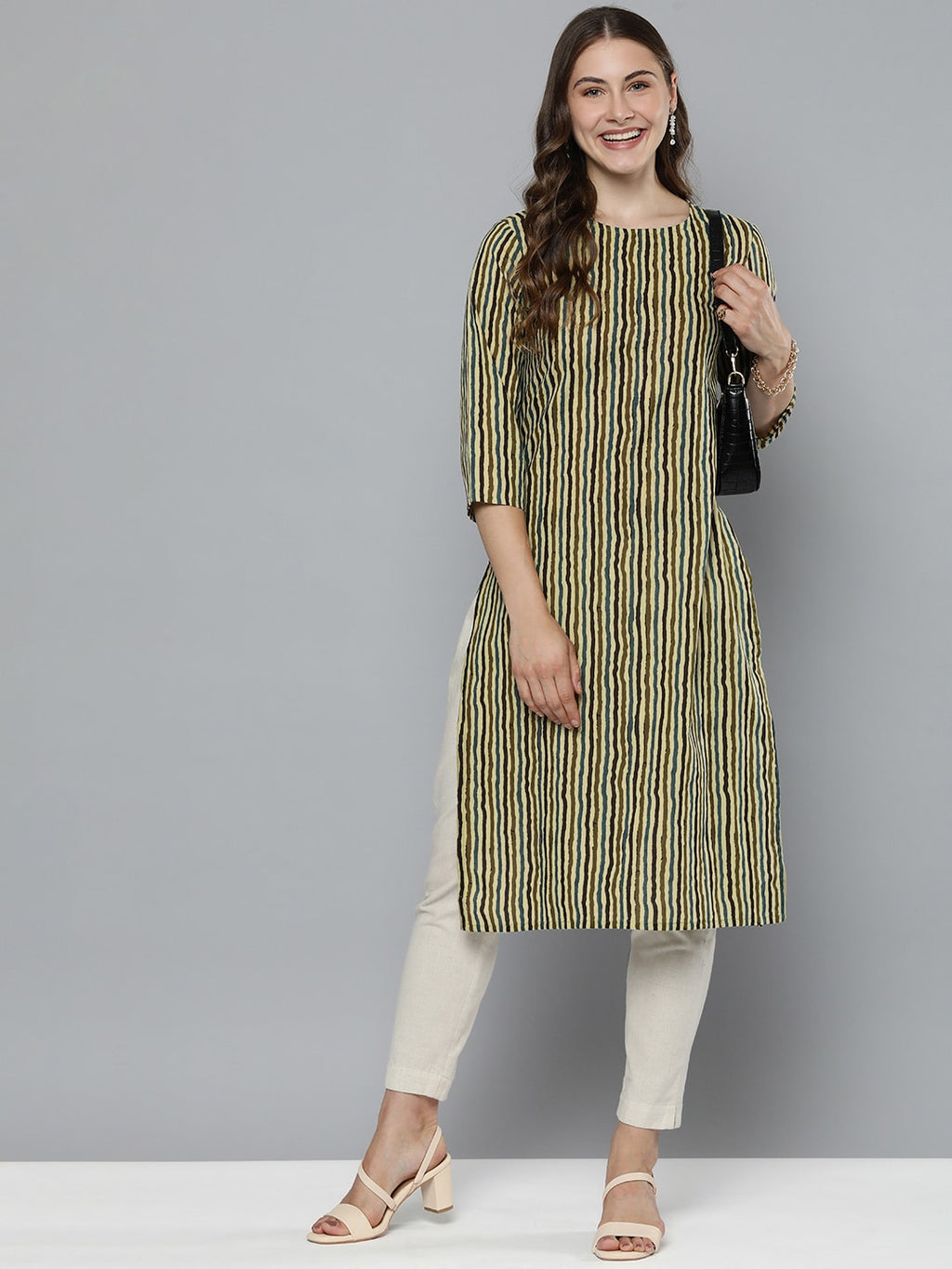 HERE&NOW Striped Kurta | Grocsy