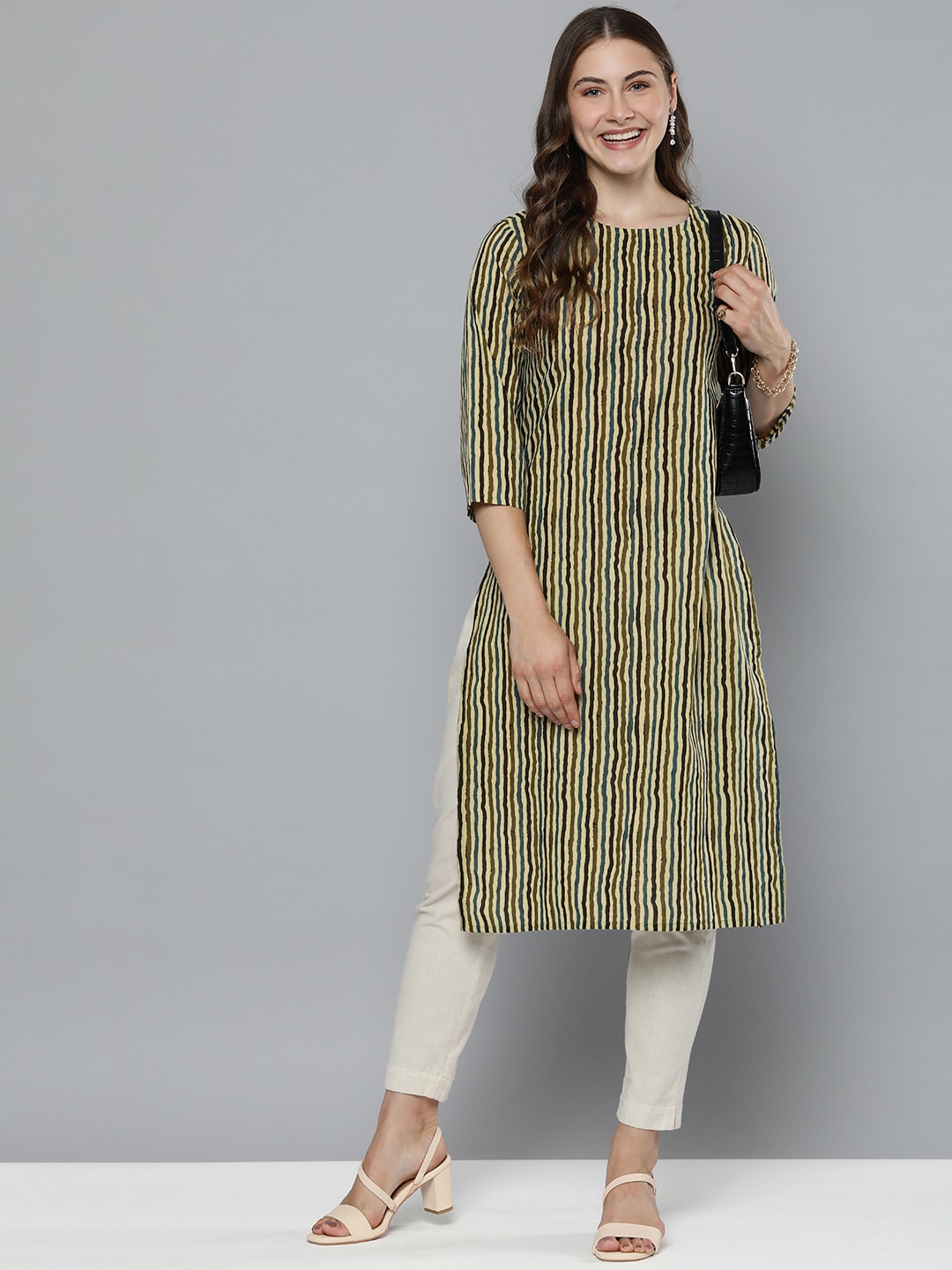 HERE&NOW Striped Kurta | Grocsy