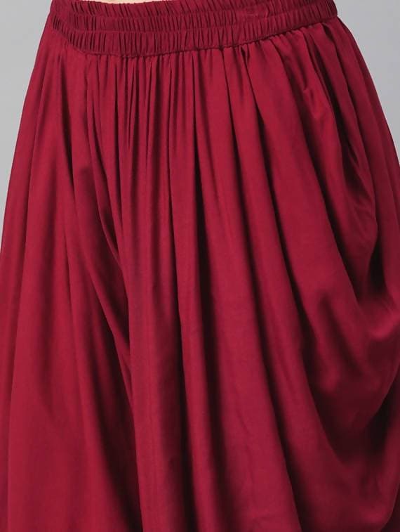 Cheera Women’s Maroon Dhoti Pant CH08D | Grocsy