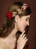Panash Women Gold-Toned & Red Embellished Hair Accessory Set | Grocsy