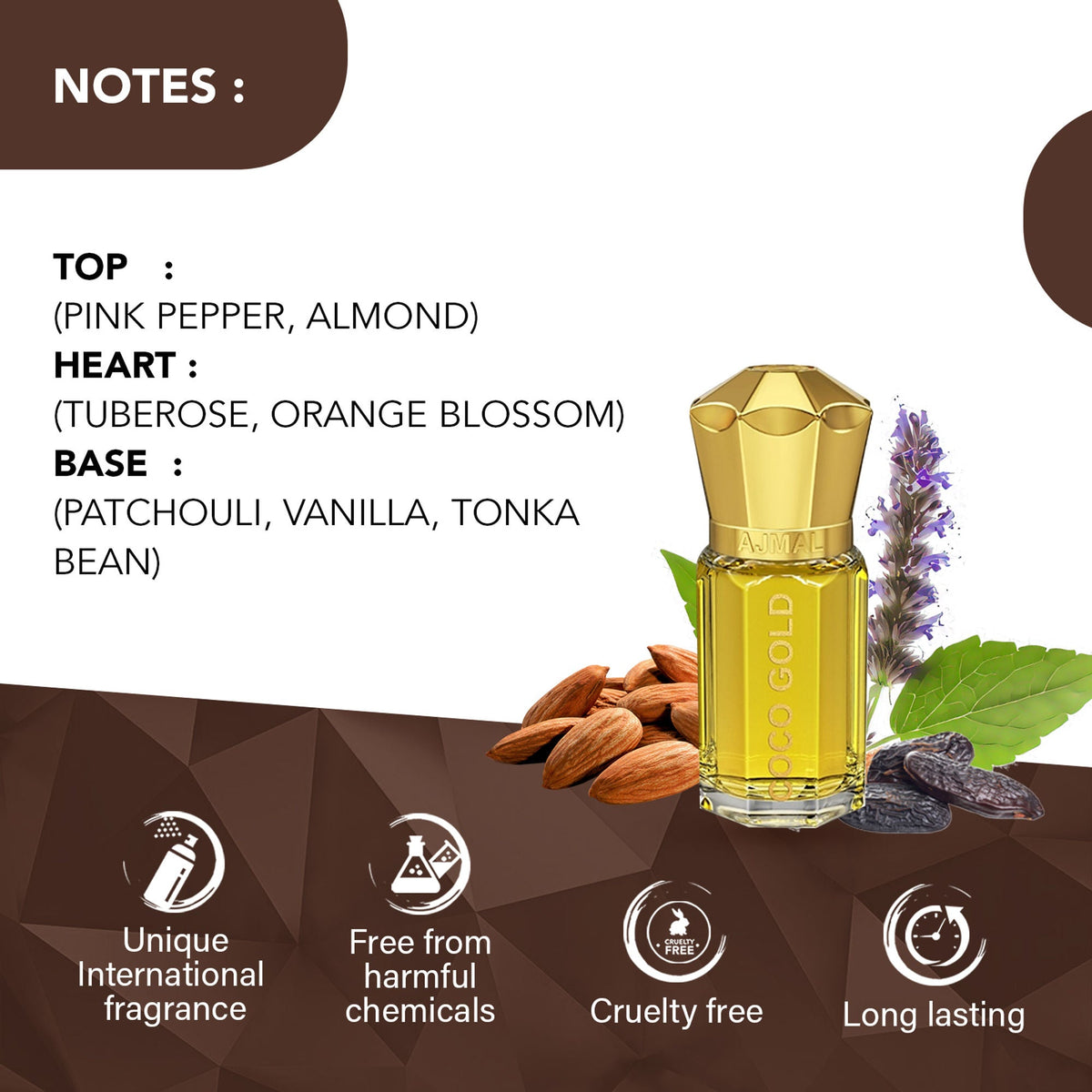 Ajmal India Coco Gold Attar Concentrated Perfume For Her | Grocsy
