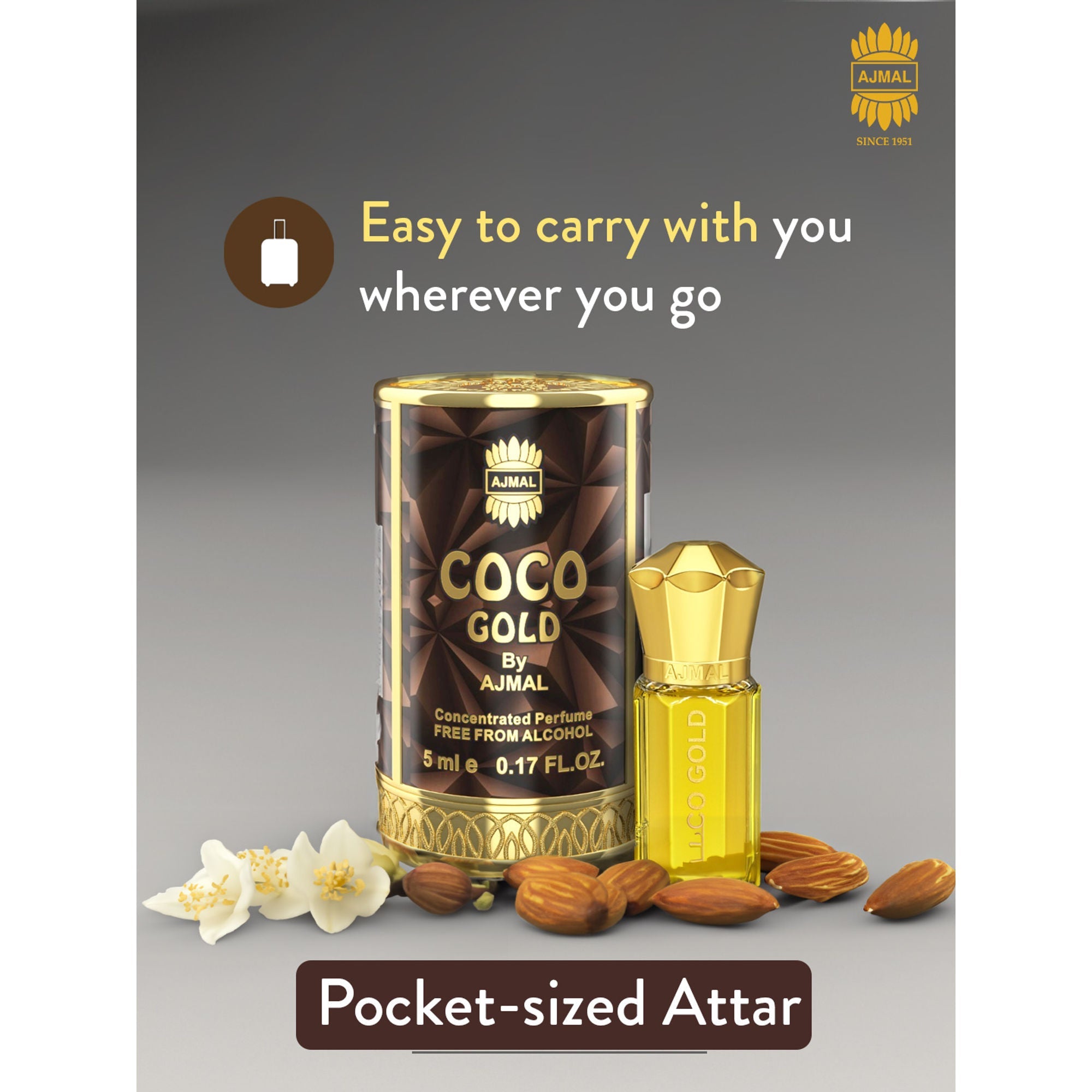 Ajmal India Coco Gold Attar Concentrated Perfume For Her | Grocsy