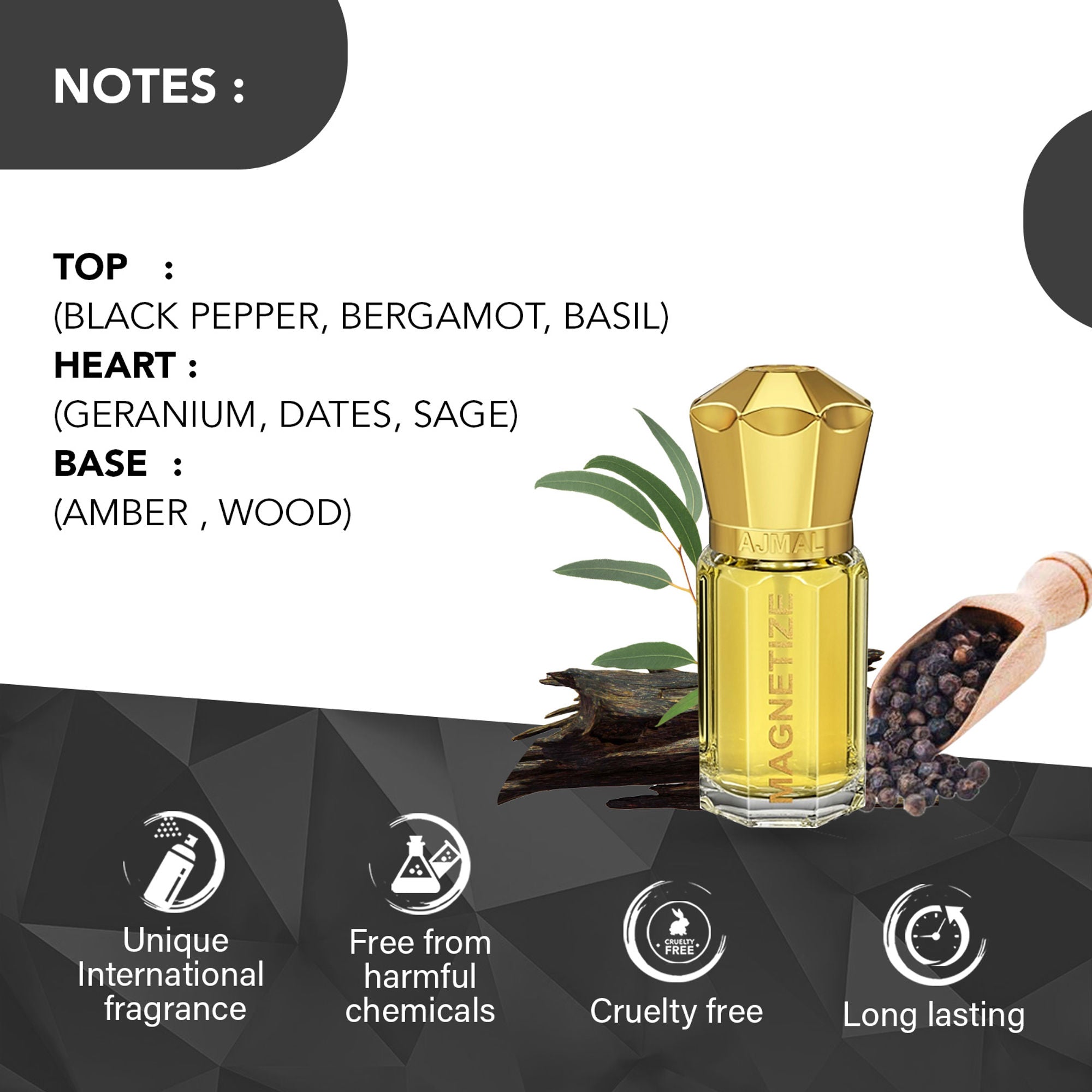 Ajmal India Magnetize Attar Concentrated Perfume For Him | Grocsy