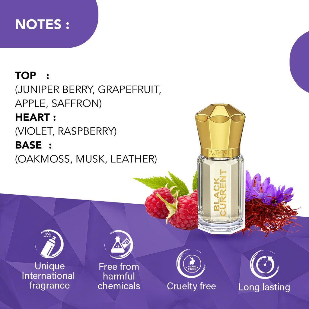 Ajmal India Black Current Attar Concentrated Perfume For Her | Grocsy