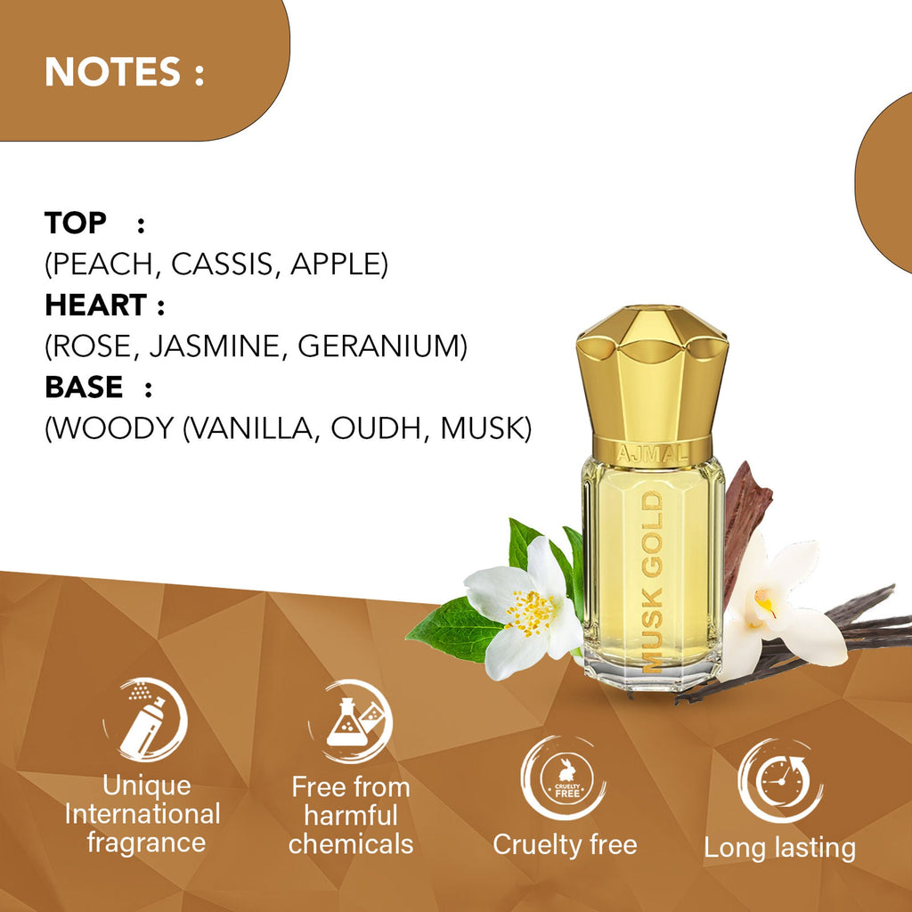 Ajmal India Musk Gold Attar Concentrated Perfume For Her | Grocsy
