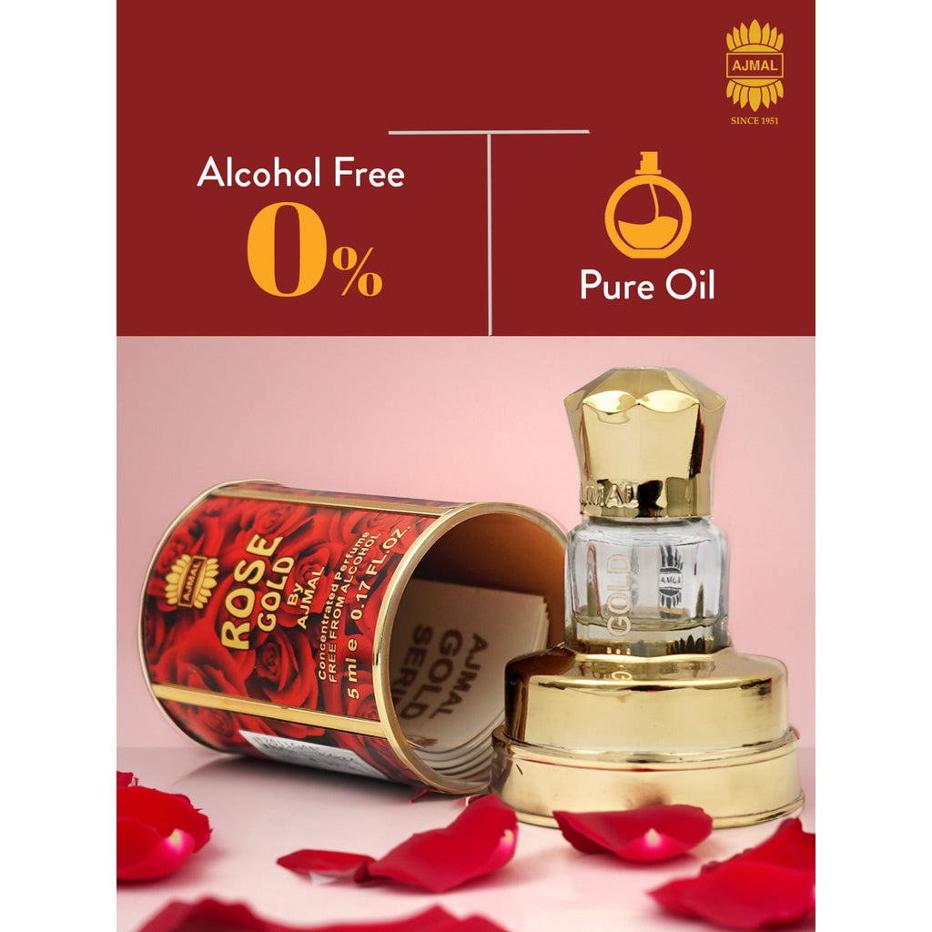 Ajmal India Rose Gold Attar Concentrated Perfume For Her | Grocsy