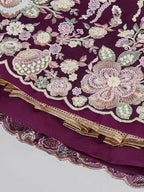 House of Panchhi Burgundy Net Sequins And Thread Embroidery Lehenga Choli & Dupatta | Grocsy