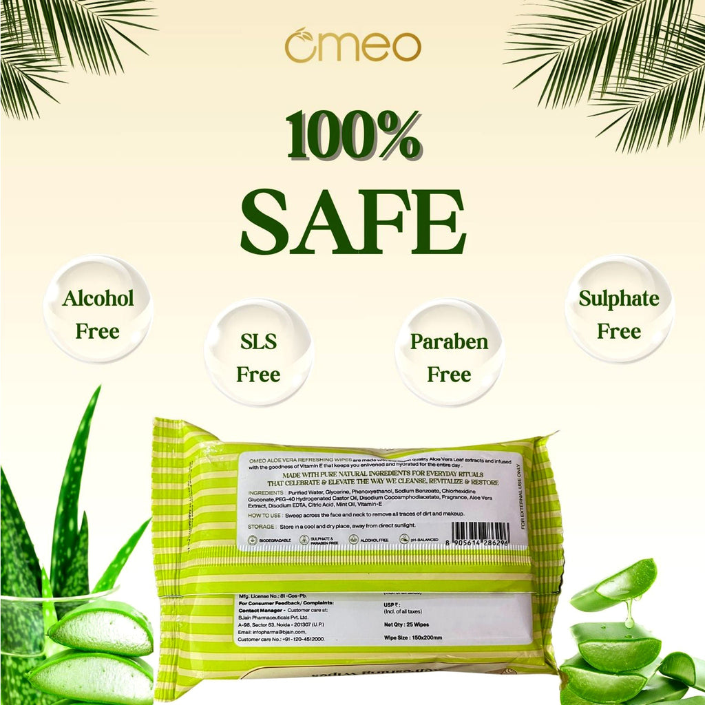 Omeo Aloe Vera Wet Wipes | Grocsy
