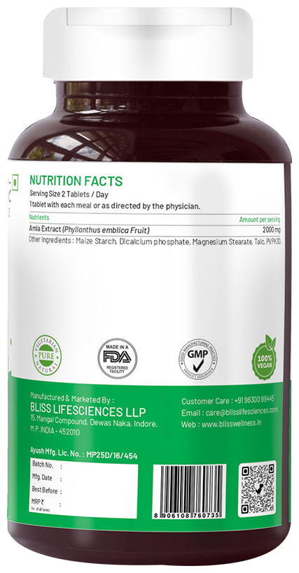 Bliss Welness Immune Health Natural Vitamin C Amla Extract Veg Tablet | Grocsy