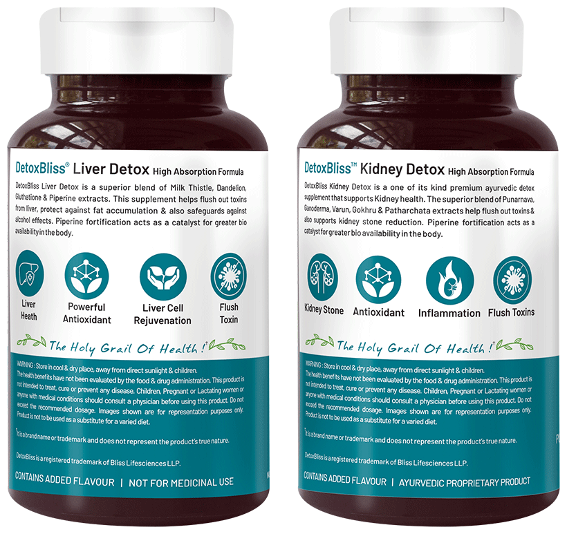 Bliss Welness Combo Pack of Body kidney & Liver Detox Veg Tablet | Grocsy