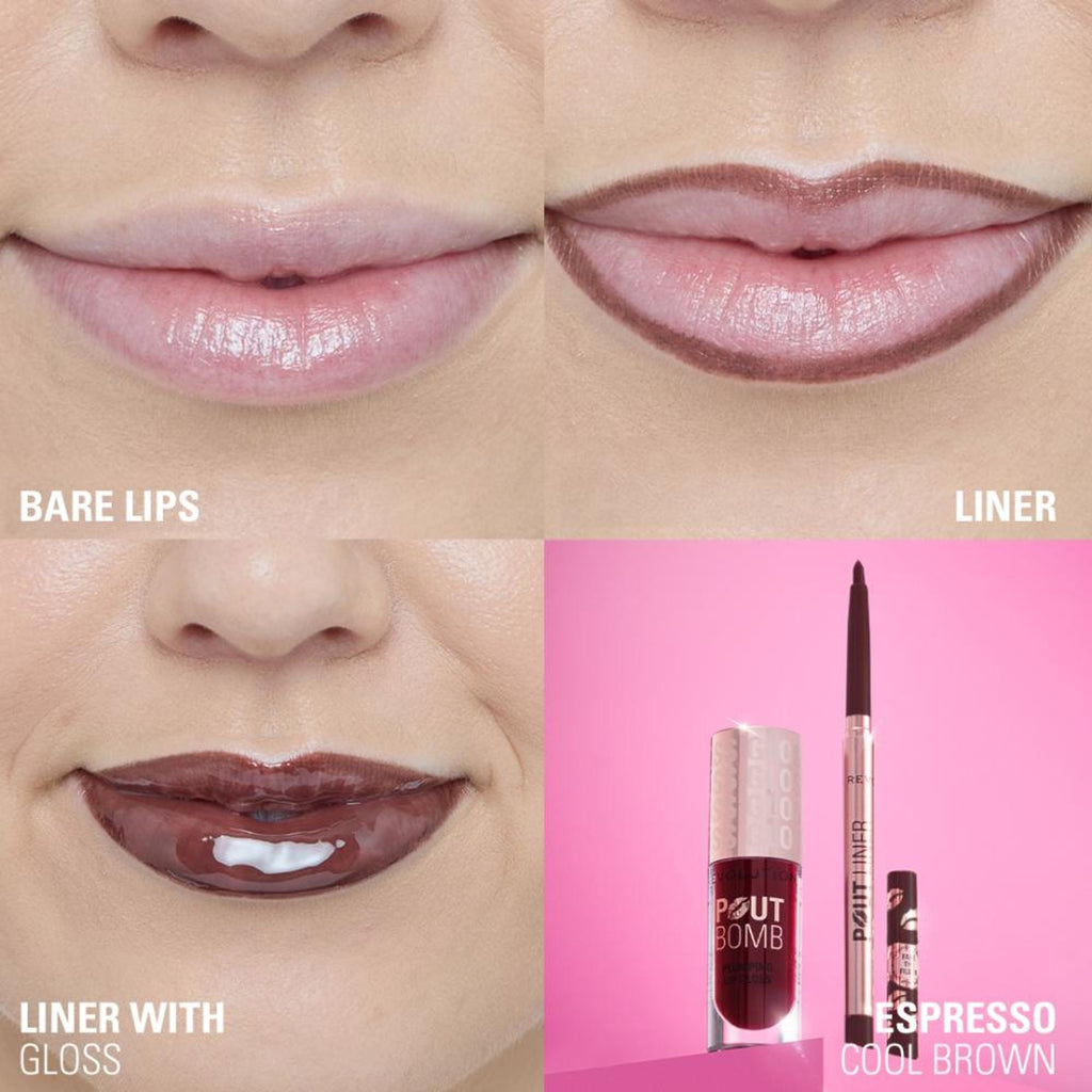 Makeup Revolution Pout Bomb Plumping Lip Liner - Espresso Cool Brown | Grocsy