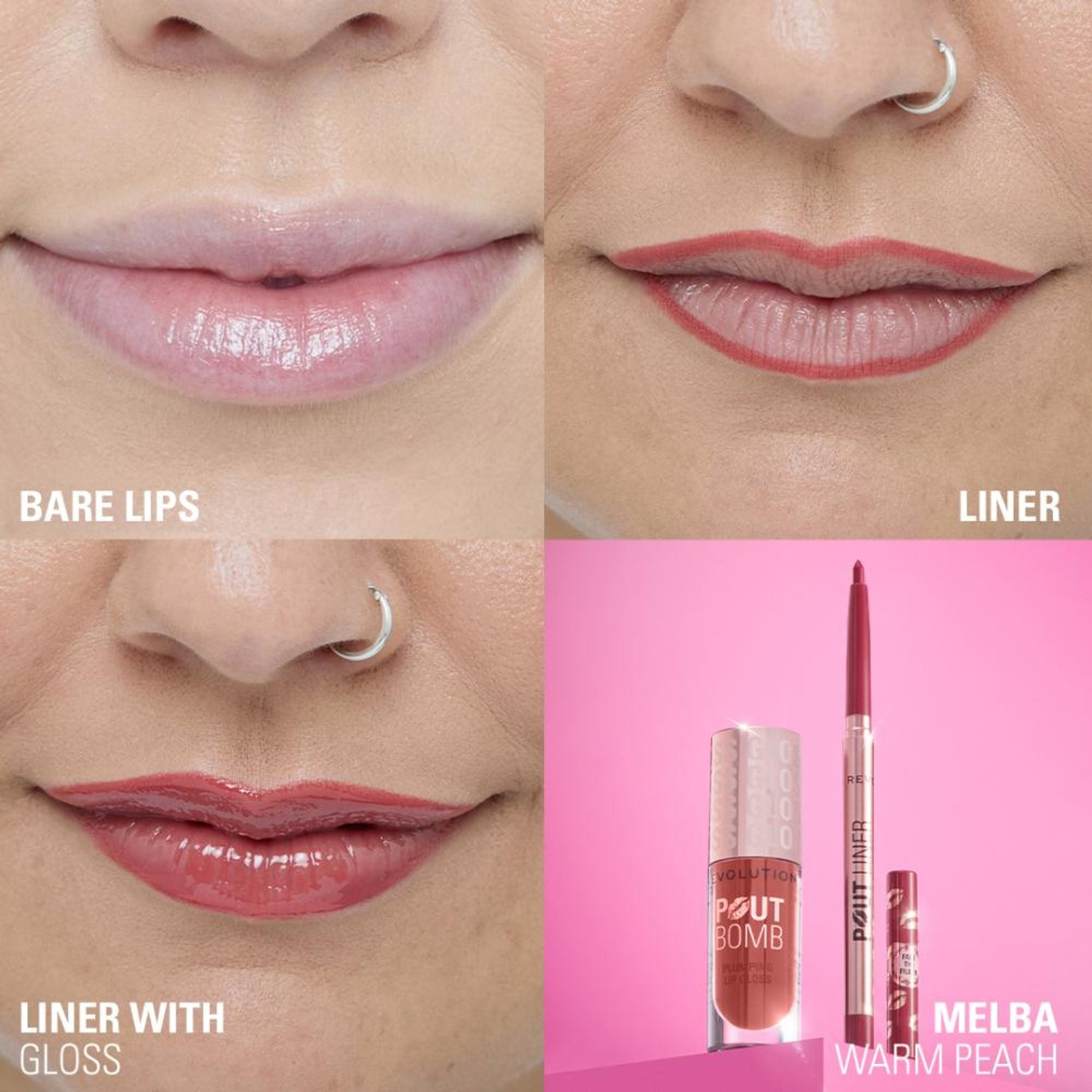 Makeup Revolution Pout Bomb Plumping Lip Liner - Melba Warm Peach | Grocsy