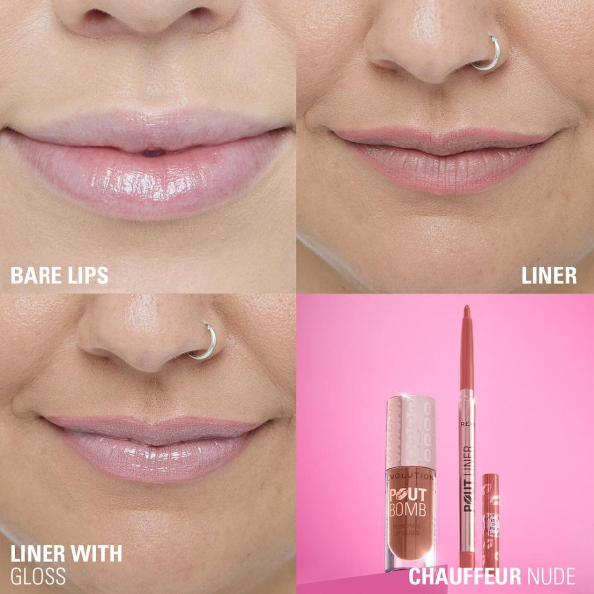 Makeup Revolution Pout Bomb Plumping Lip Liner - Chauffeur Nude | Grocsy
