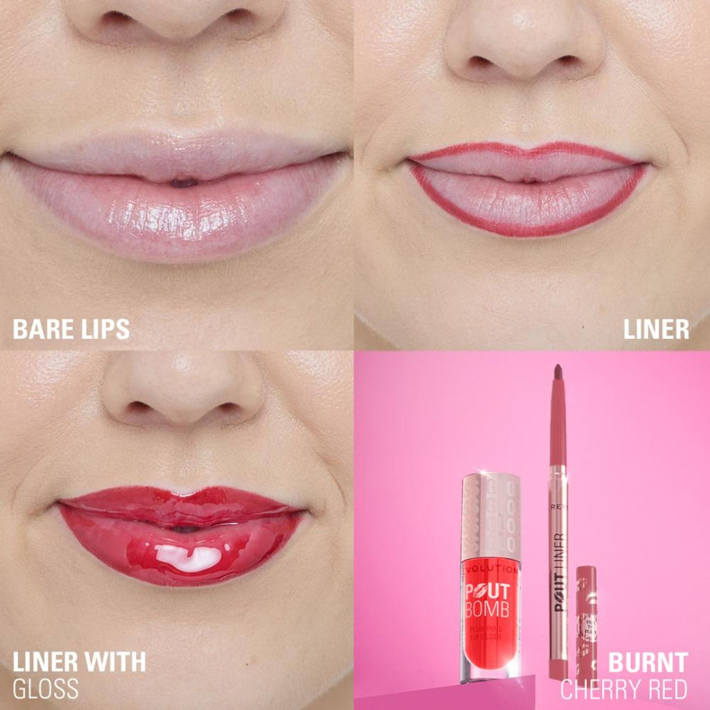 Makeup Revolution Pout Bomb Plumping Lip Liner - Burnt Cherry Red | Grocsy