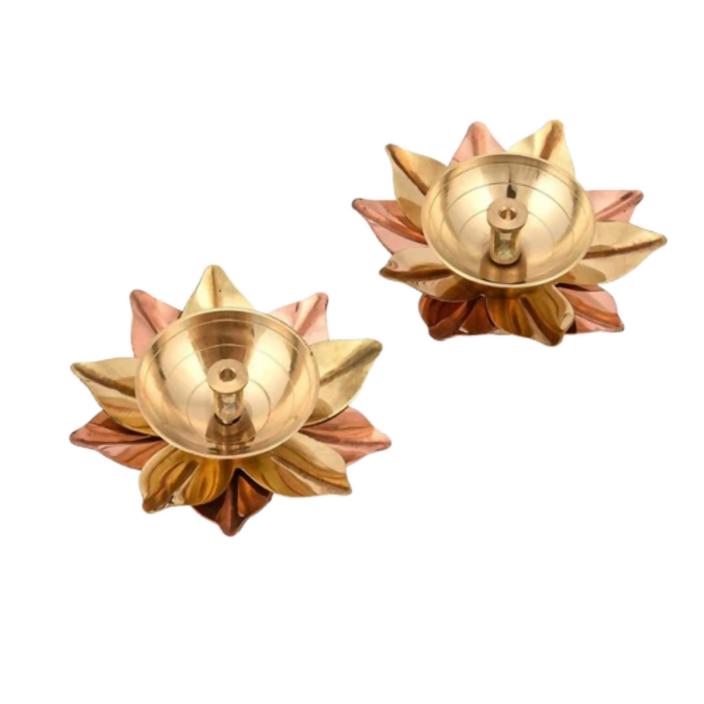 CraftVatika Lotus Shape Decorative Brass Akhand Diya Sets | Grocsy