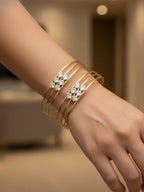 NVR Women Set of 2 Gold Plated CZ Stone Adjustable Bangle | Grocsy