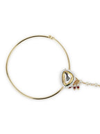 Gold-Polished White Kundan Studded Nose Pin With Beaded Extension - Ruby Raang | Grocsy