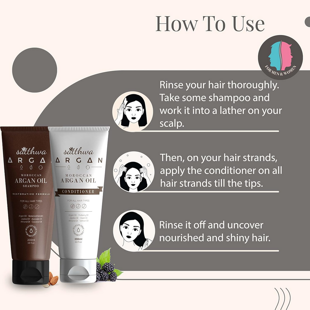 Satthwa Moroccan Argan Oil Shampoo & Conditioner Combo | Grocsy