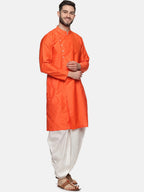 Sethukrishna Men Orange Angrakha Top with Dhoti Pants | Grocsy