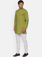 Sethukrishna Green Pure Cotton Kurta with Pyjamas For Men | Grocsy