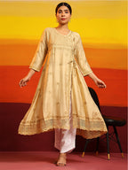 HOUSE OF KARI Embroidered Chikankari Chanderi Silk Anarkali Kurta | Grocsy