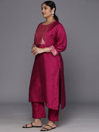 Sztori Plus Size Yoke Design Regular Patchwork Kurta With Trousers & Dupatta | Grocsy