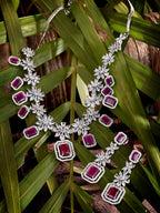 Saraf RS Jewellery Rhodium-Plated Pink AD studded Jewellery Set | Grocsy