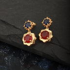 Premium Jewellery - Silver & Yellow Toned Cz Studded Rhodium - Plated Contemporary Handcrafted Studs Earrings - Wahe Jewels - Swadesiicart