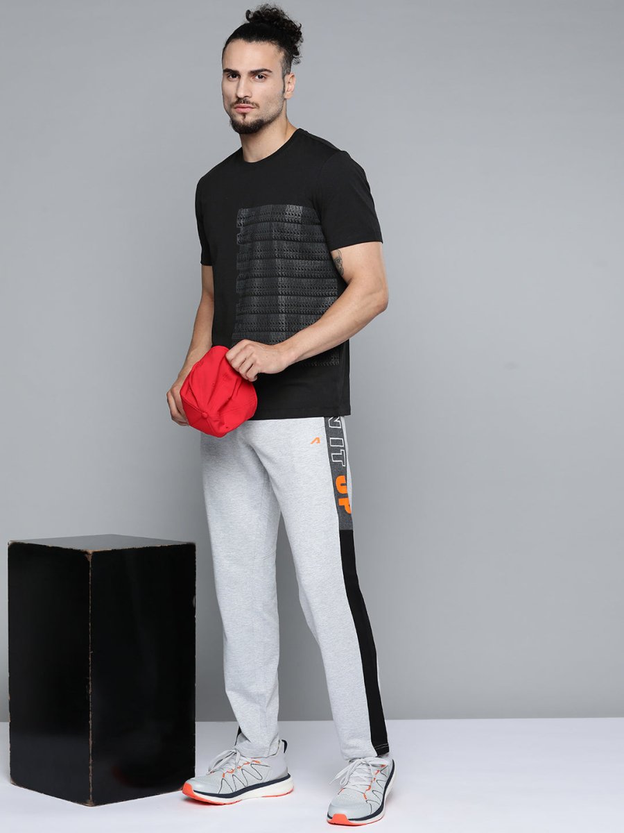 Alcis Men Black & White Typography Printed Slim Fit Training or Gym T-shirt | Grocsy