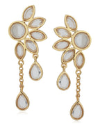 Gold-Polished Drop Earring With Dangling Square Cz Stone For Women - Wahe Jewels - Swadesiicart