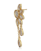 Gold-Polished Drop Earring With Dangling Square Cz Stone For Women - Wahe Jewels - Swadesiicart