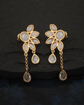 Gold-Polished Drop Earring With Dangling Square Cz Stone For Women - Wahe Jewels - Swadesiicart