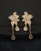 Gold-Polished Drop Earring With Dangling Square Cz Stone For Women - Wahe Jewels - Swadesiicart
