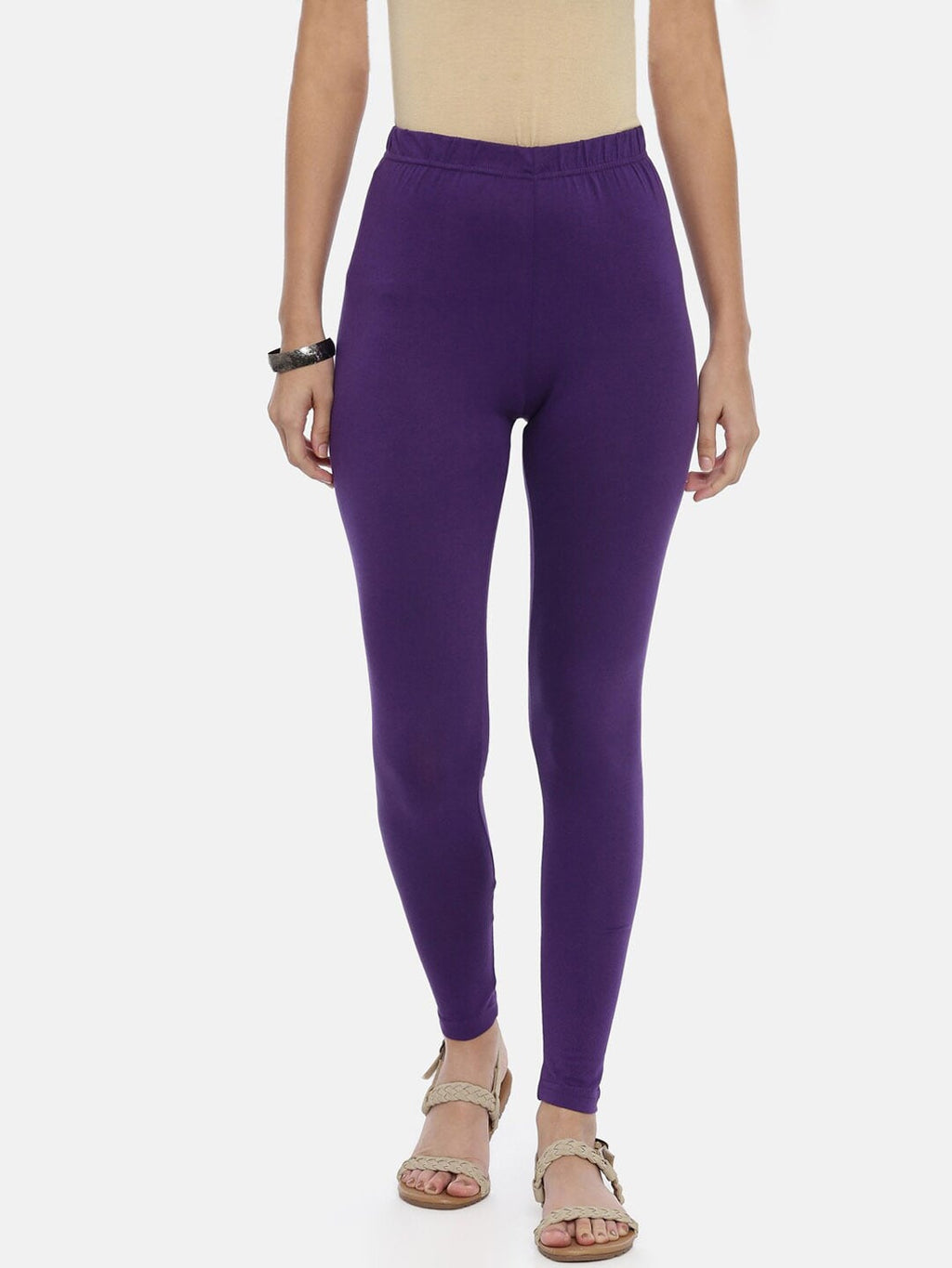 Souchii Violet Solid Slim-Fit Ankle-Length Leggings | Grocsy