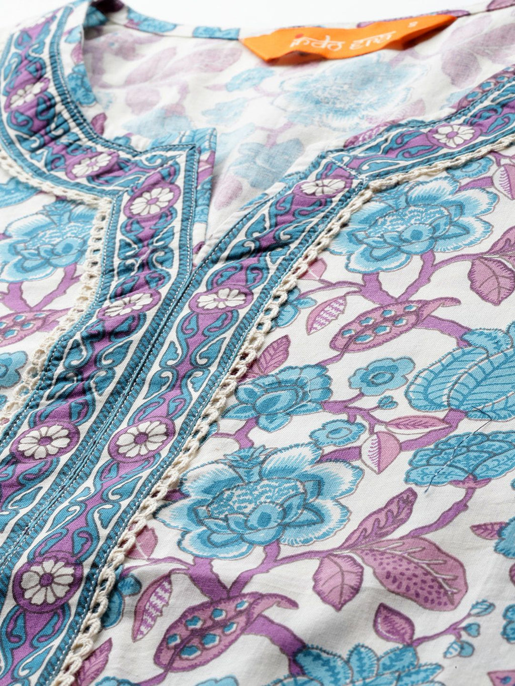 Indo Era Floral Printed Regular Pure Cotton Kurta with Trousers & Dupatta | Grocsy